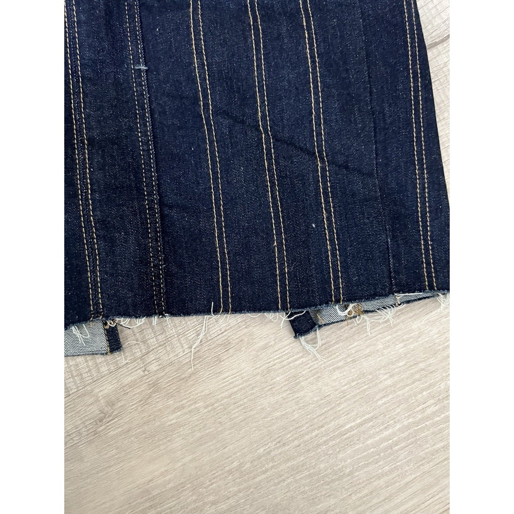 Zara Long Dark Blue Denim Bustier ZW Bodycon Corset Dress Topstitched Size L - Picture 10 of 15